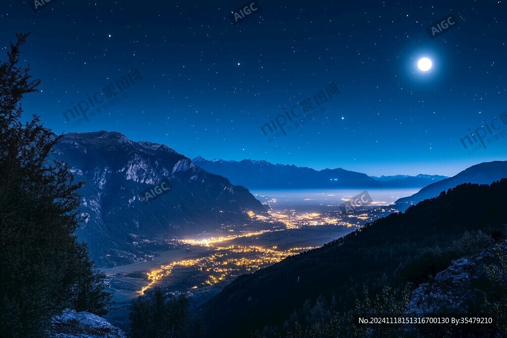 月夜山岭