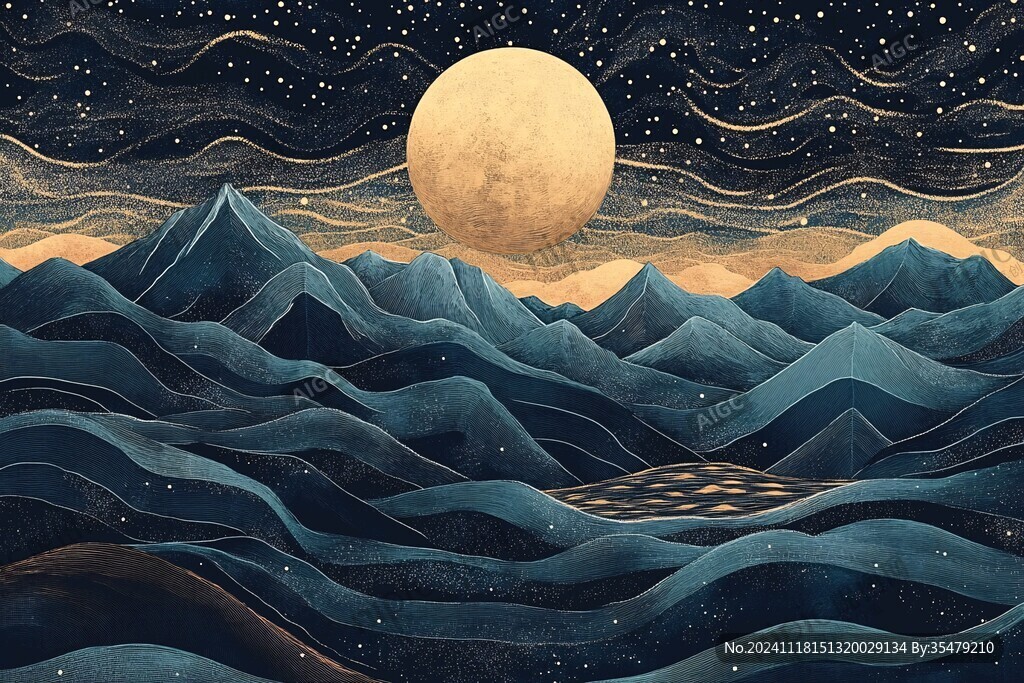 古风海浪包装插画