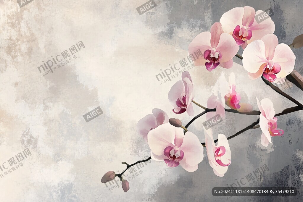 兰花水彩效果
