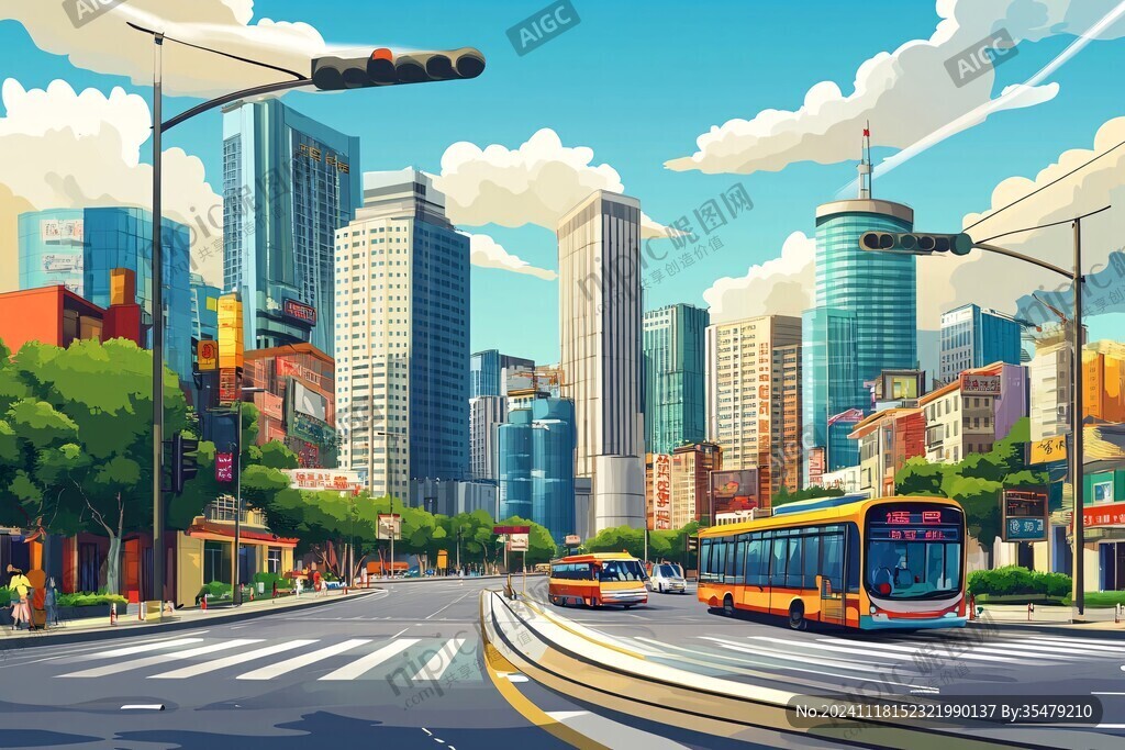 城市街景插画