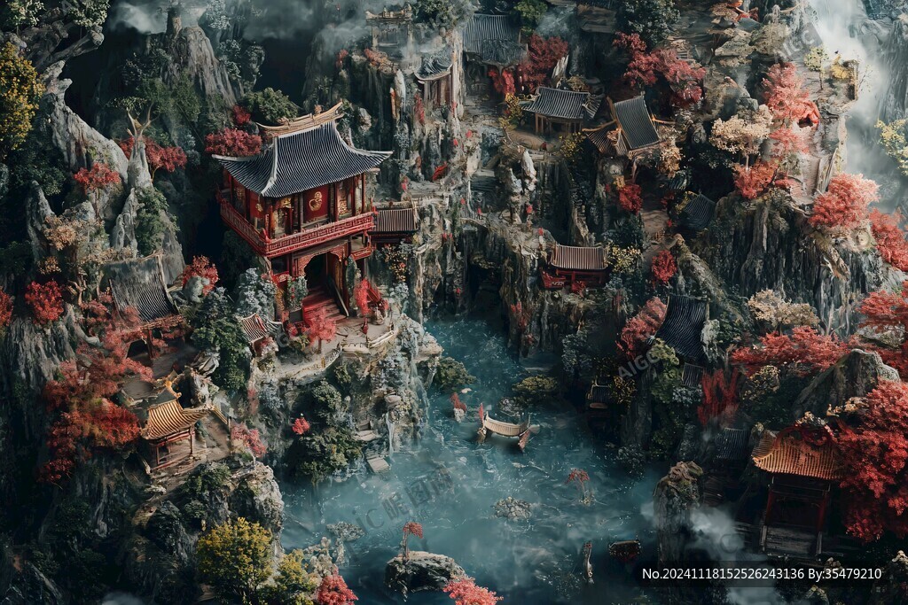 山水楼阁雅致意境风