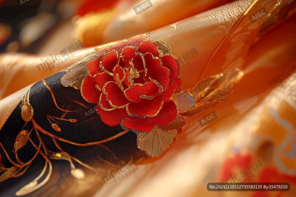 描金古风阁楼刺绣