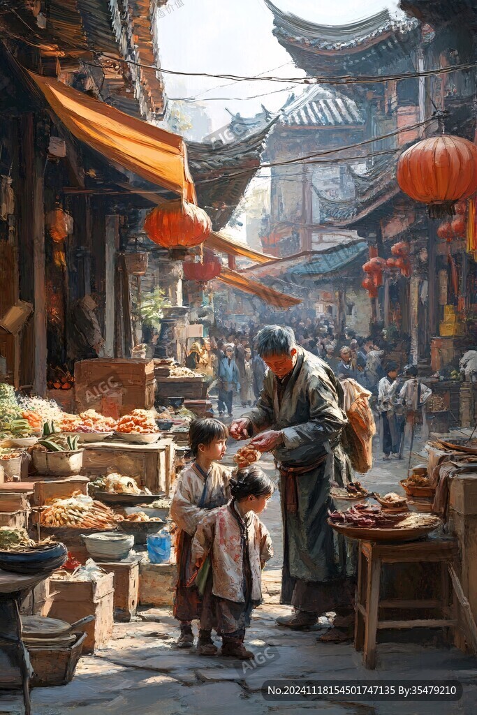 旧时街市场景