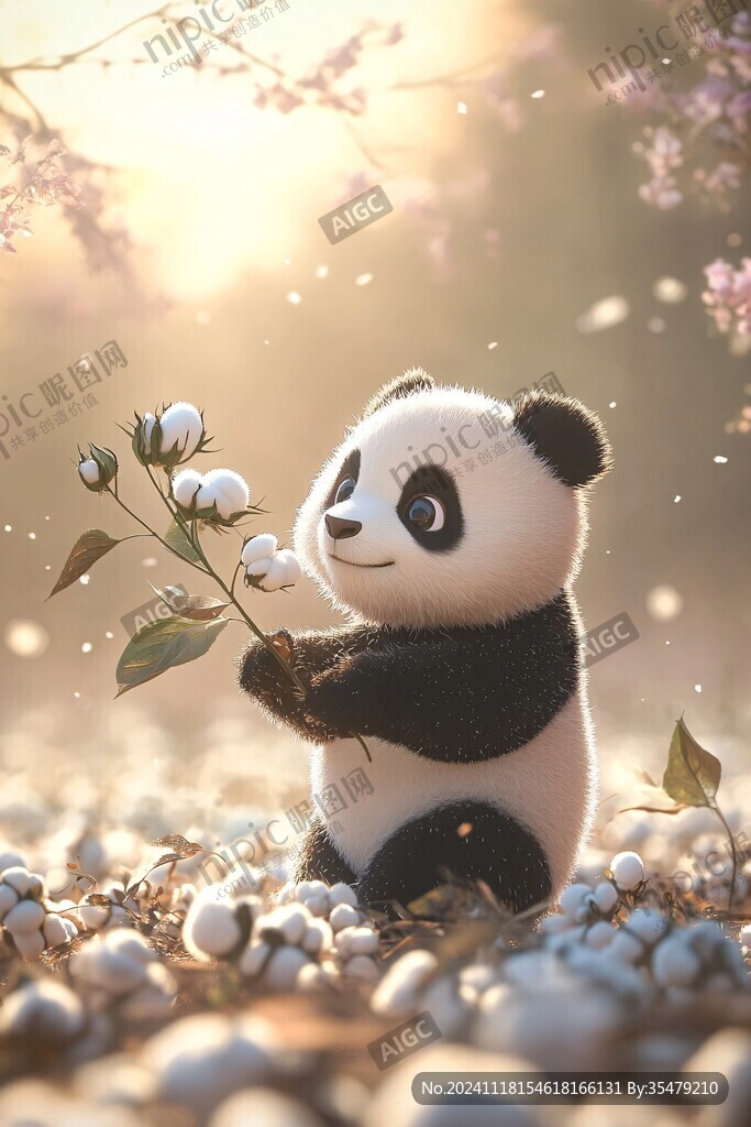 熊猫与花朵