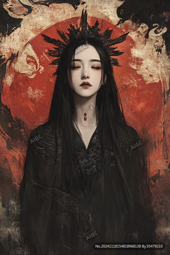 红衣少女设计古风