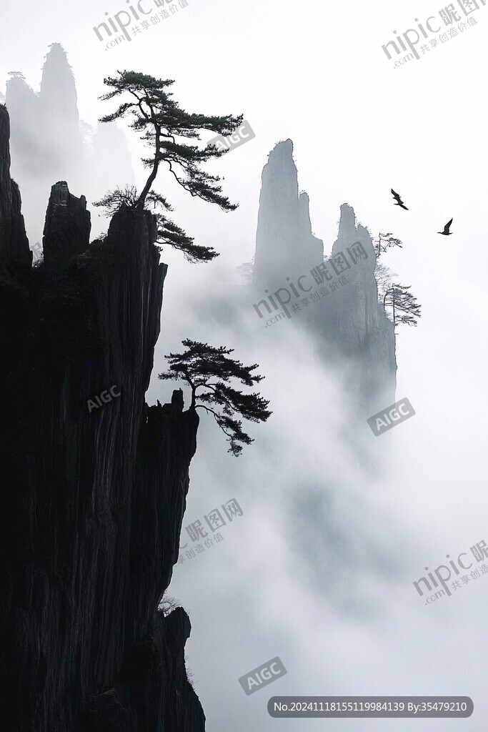 雾中的迎客松