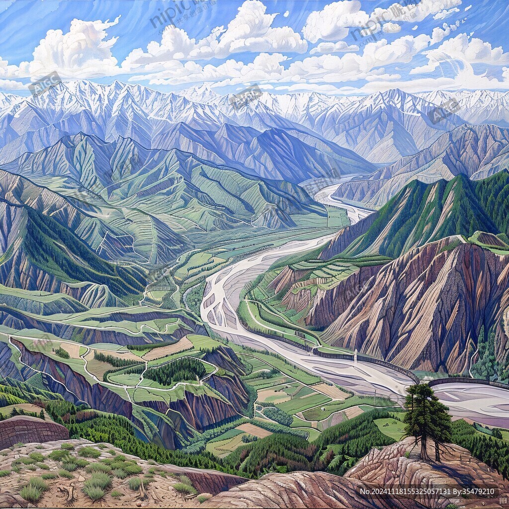 黄河流域插画