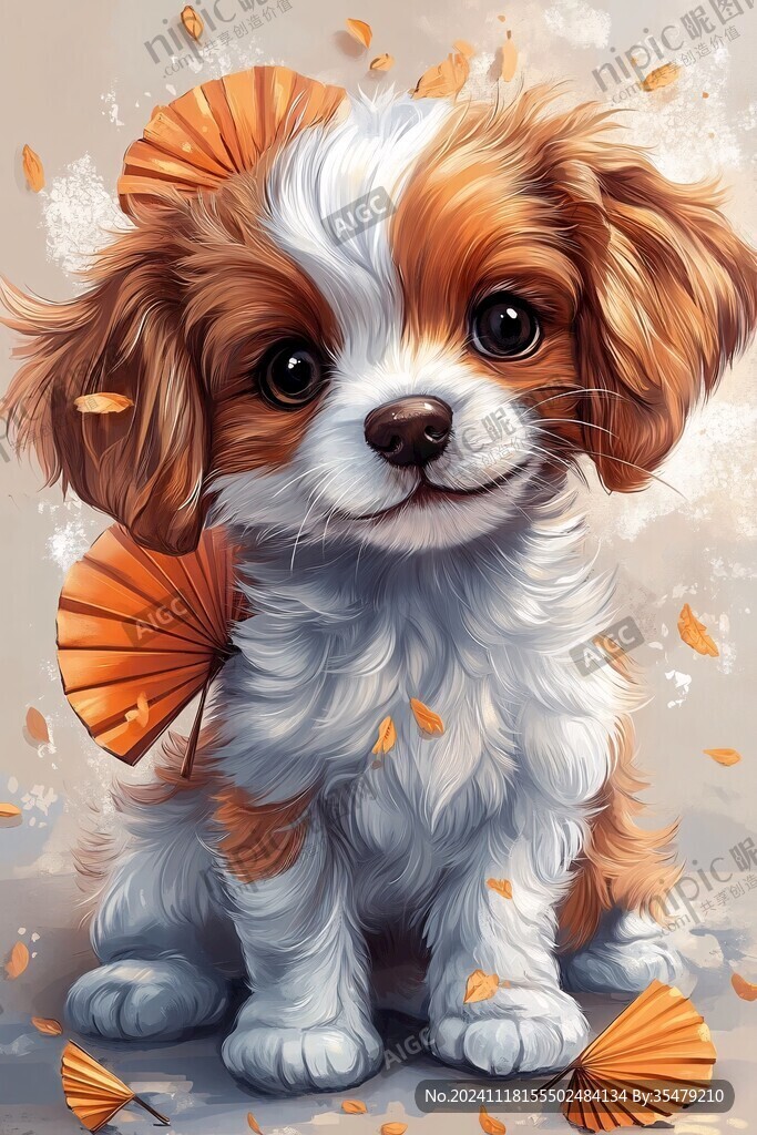 手绘小狗插画
