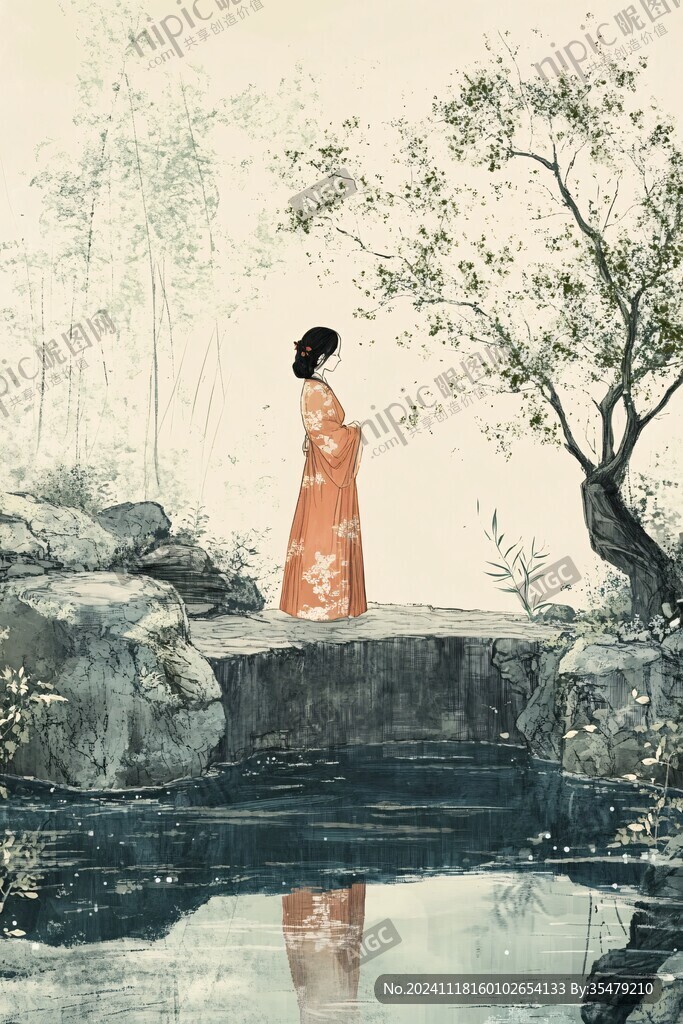 古风人像水墨山水