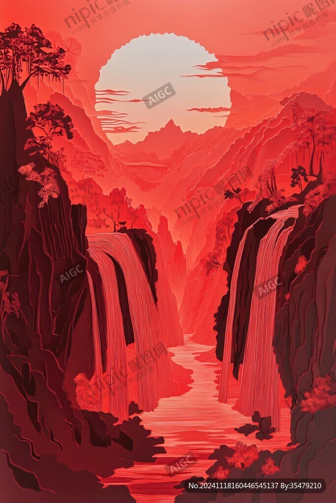 山水包装插画