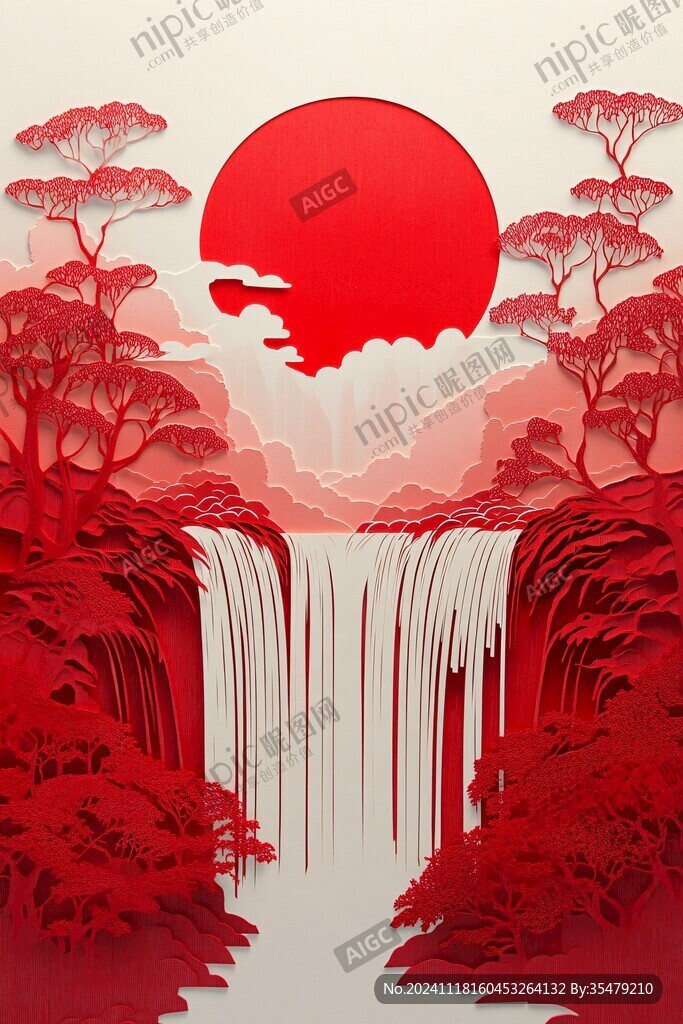 插画红日
