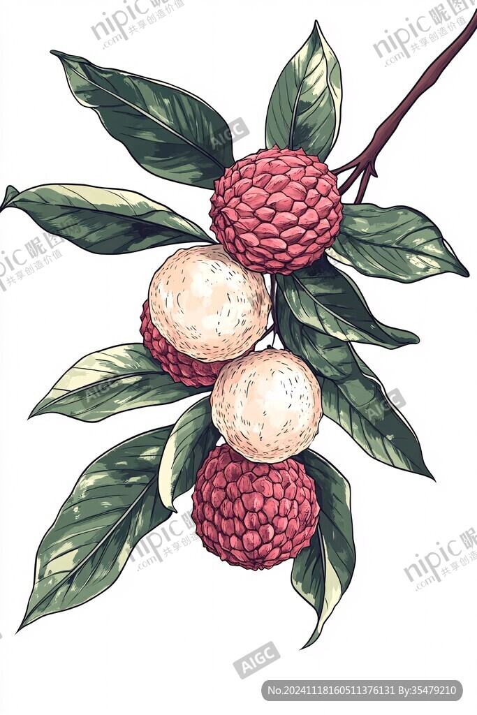 贵妃荔枝插画
