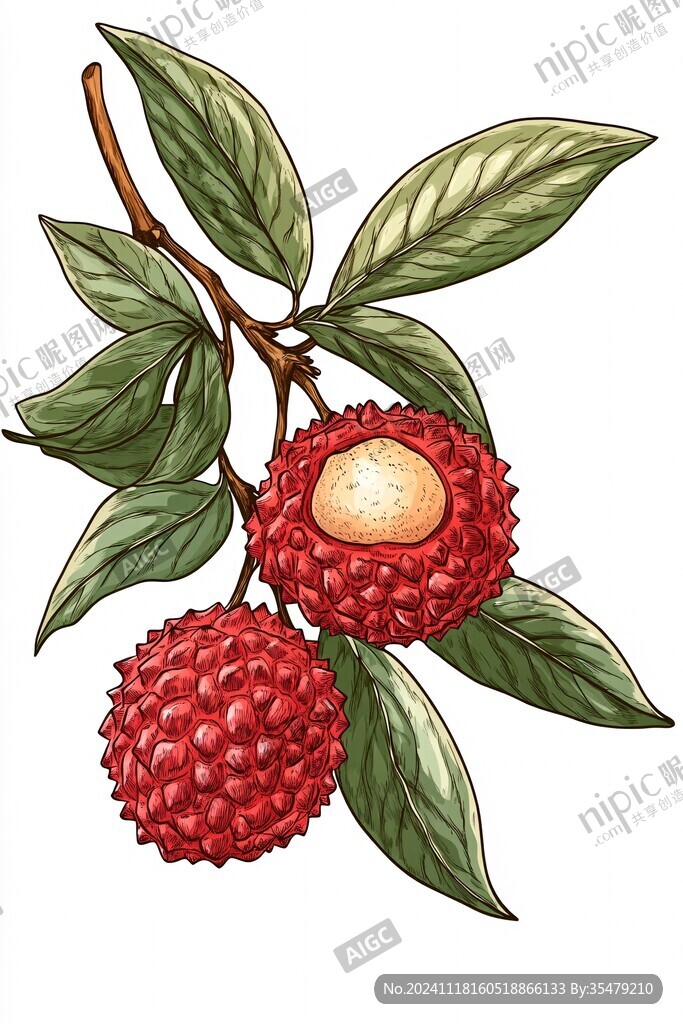 贵妃荔枝插画