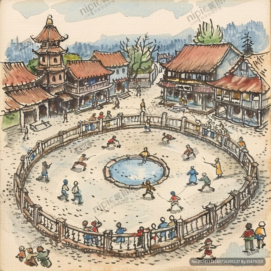 潘州广场插画