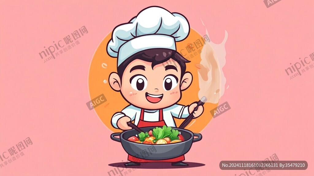 黄焖鸡米饭人物插画