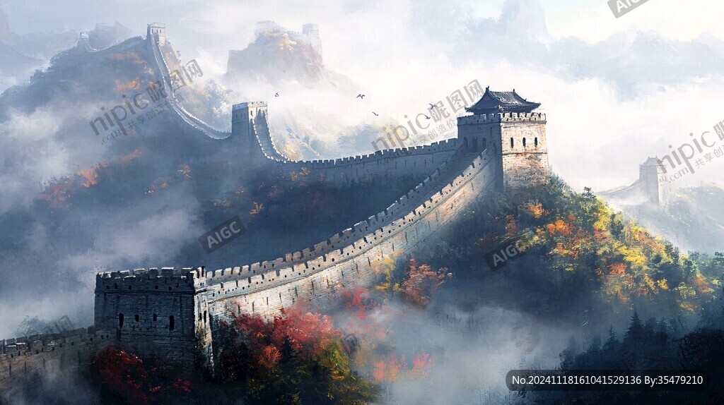 风景画长城