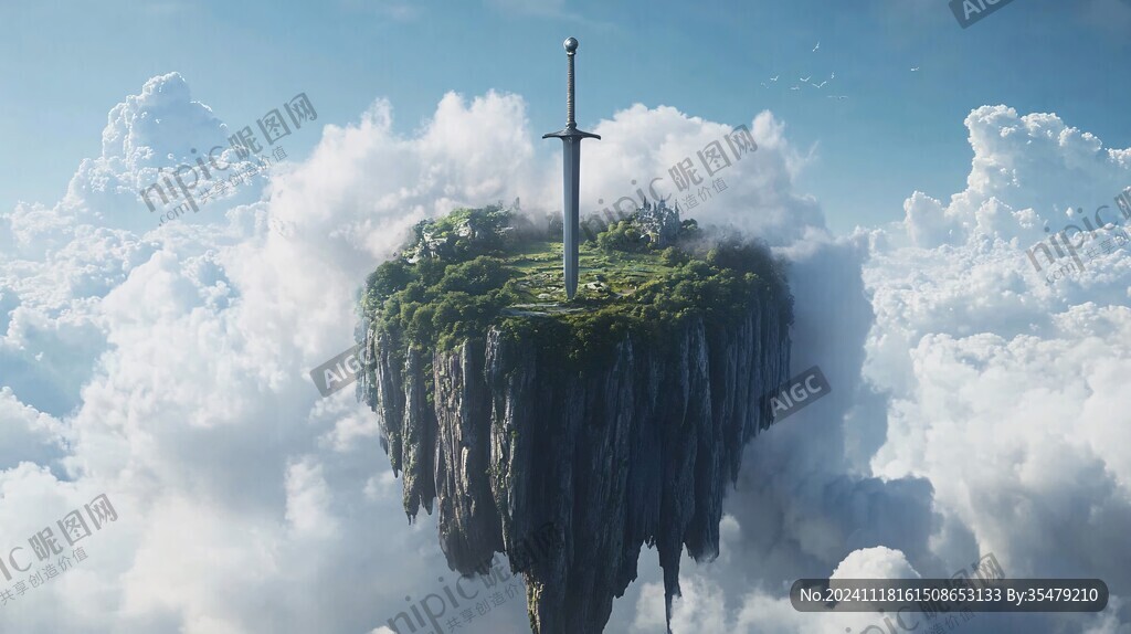 3d云海悬浮小岛