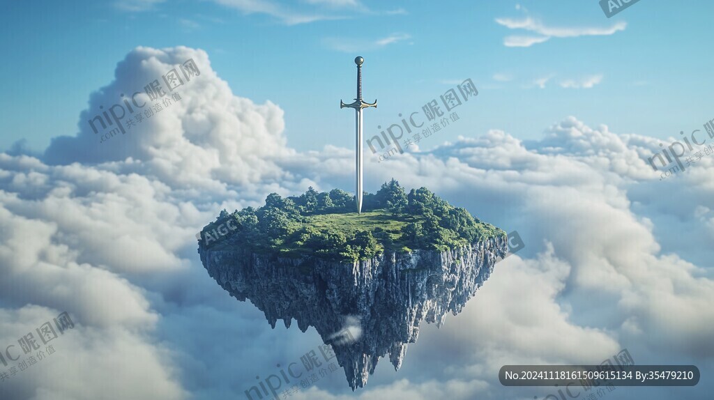 3d云海悬浮小岛