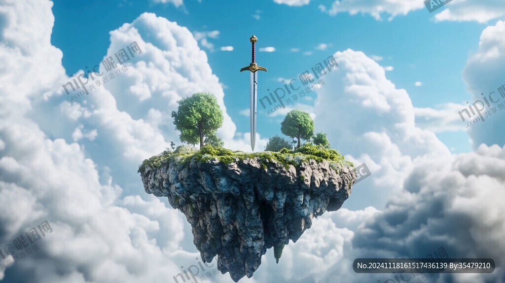 3d云海悬浮小岛