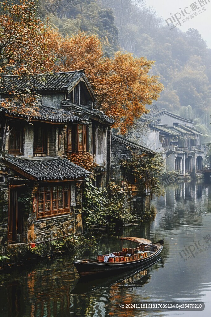古镇秋天