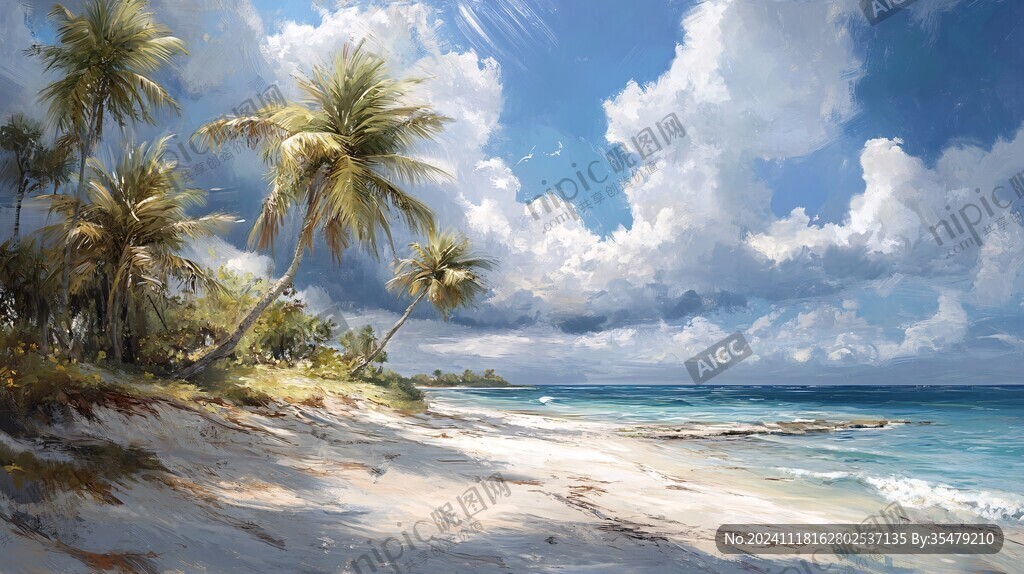 海滩风景画