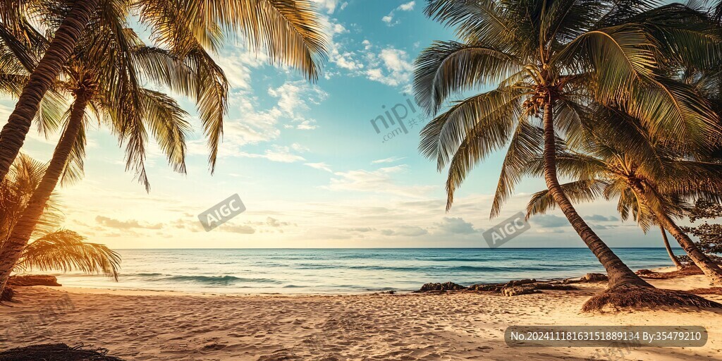 海边夕阳椰树