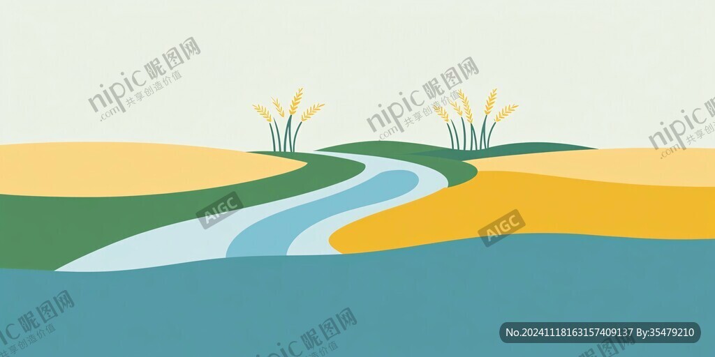 生态水稻插画