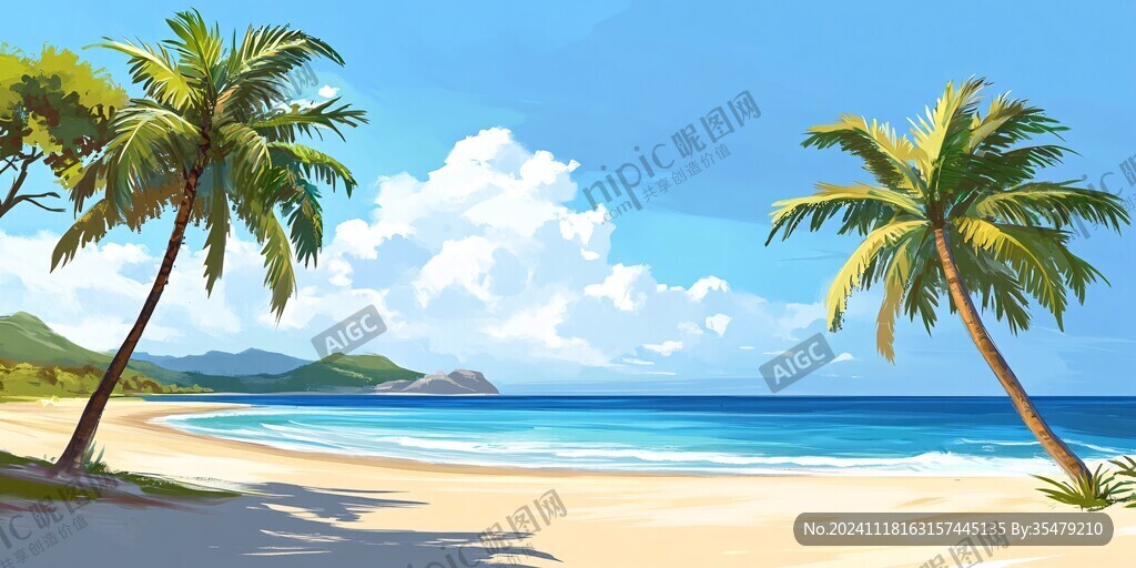 海滩风景画