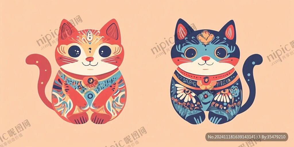 招财猫插画设计