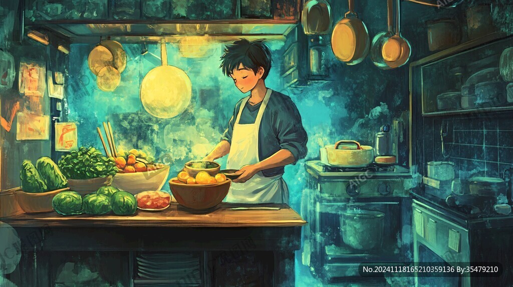 场景插画铁锅