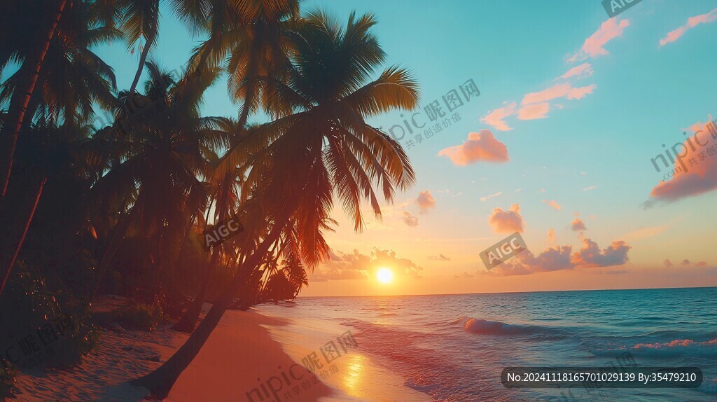 海边夕阳椰树