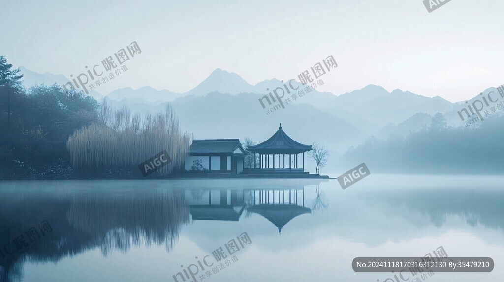 山水楼阁雅致意境风