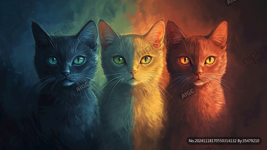多只猫插画