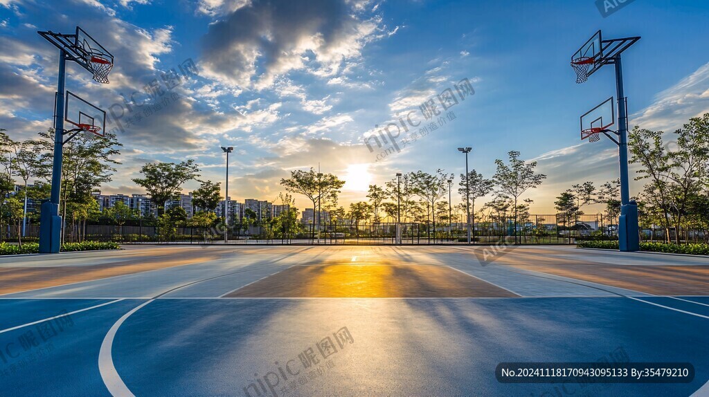 夕阳篮球场