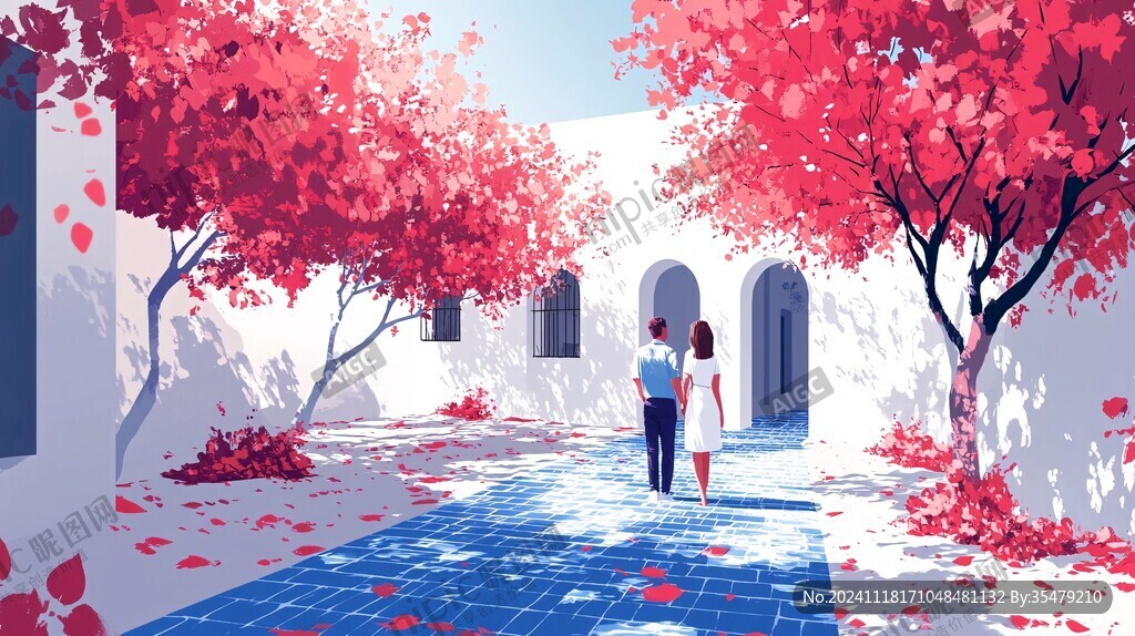 红蓝调插画