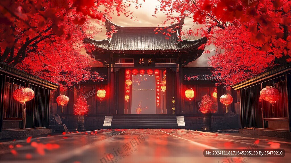 红灯笼拜堂仪式背景