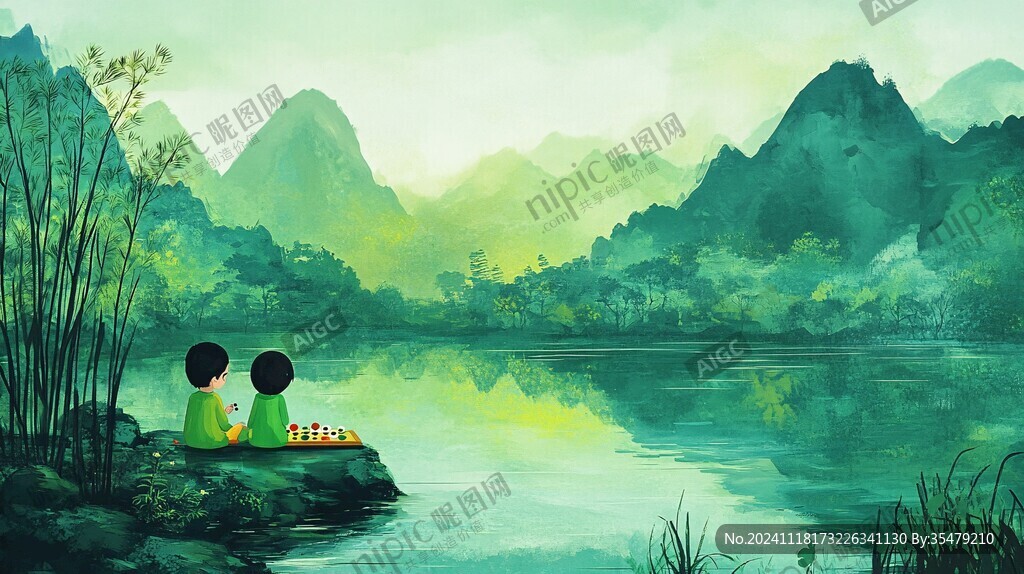 山水间插画