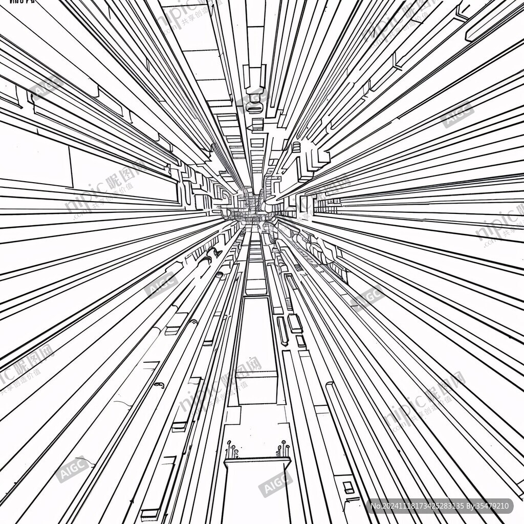 都市线稿插画