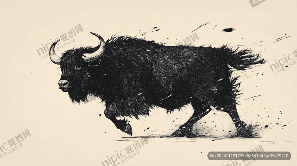 野牦牛插画