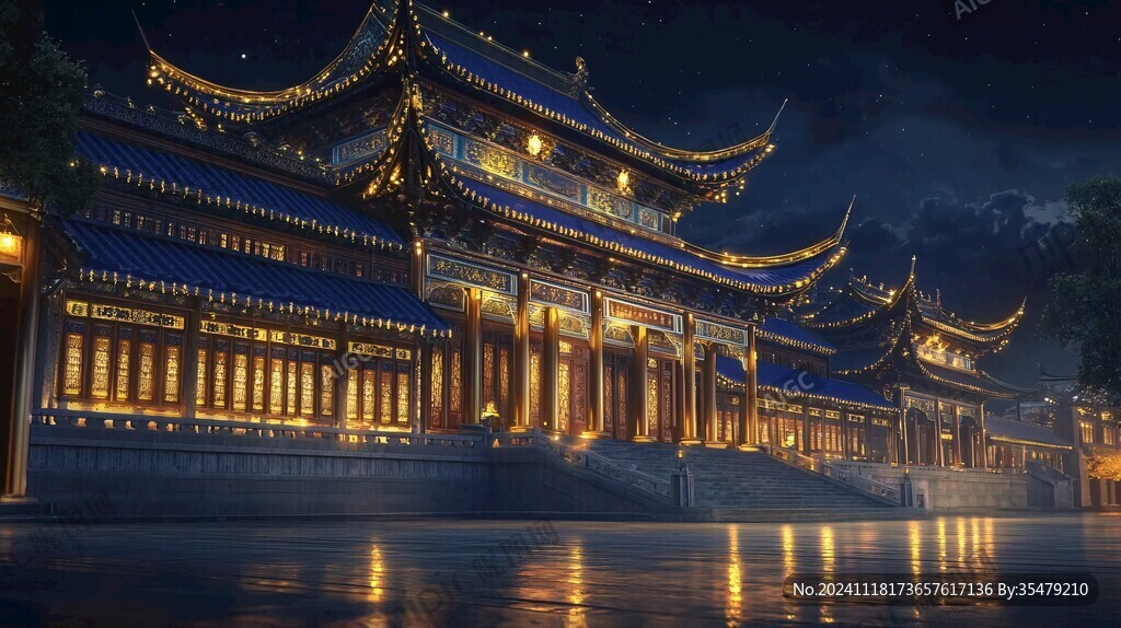 古建夜景效果