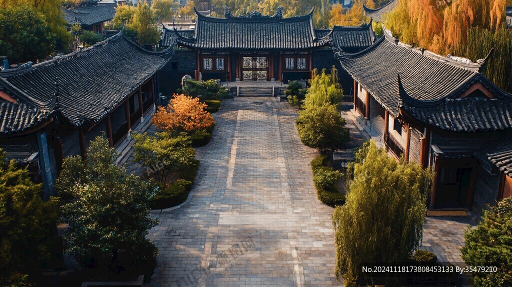 航拍仿宋建筑