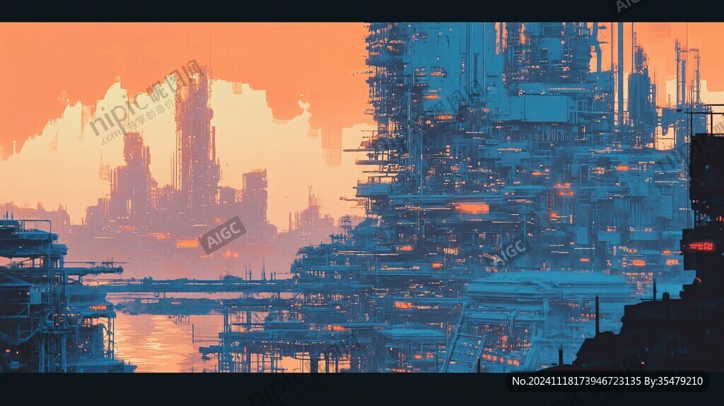 场景赛博插画