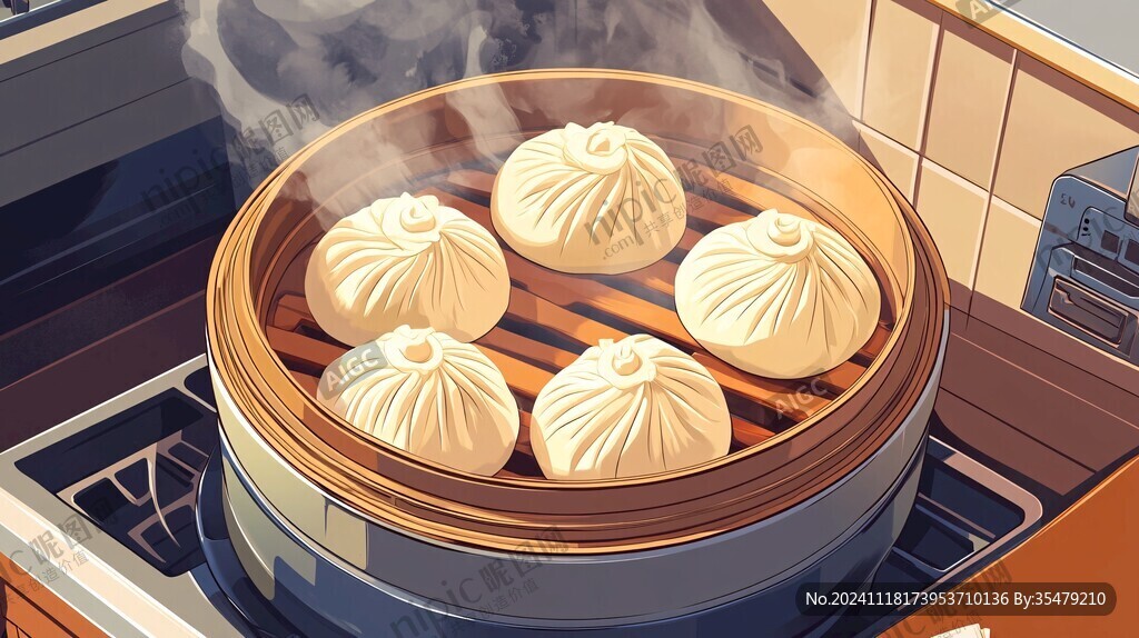小笼包插画