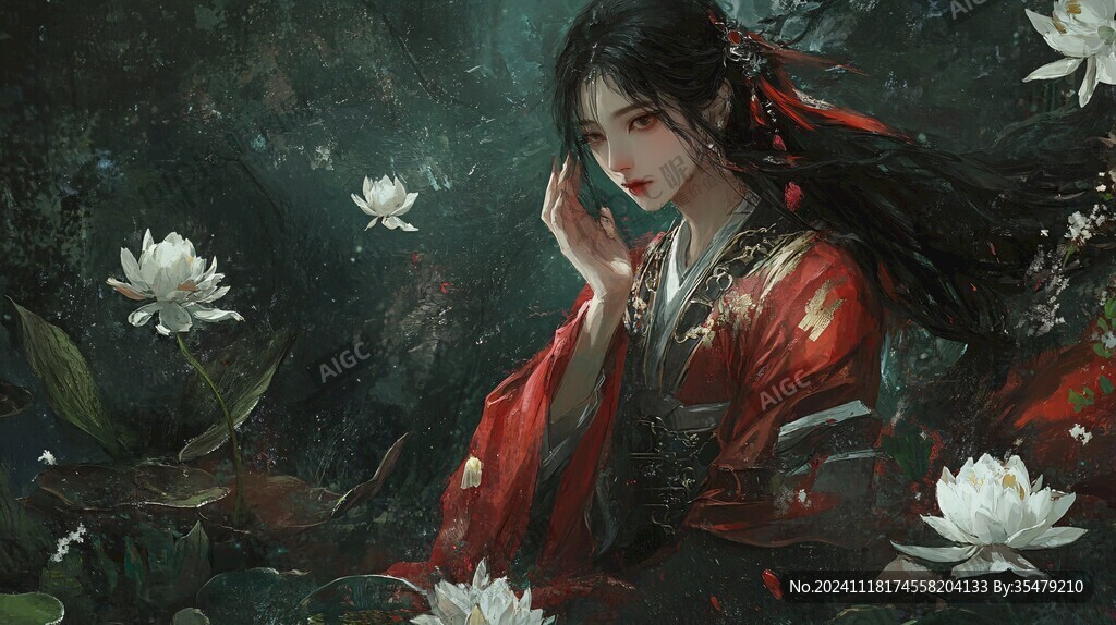 红衣少女设计古风