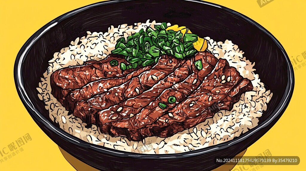 烧肉饭插画