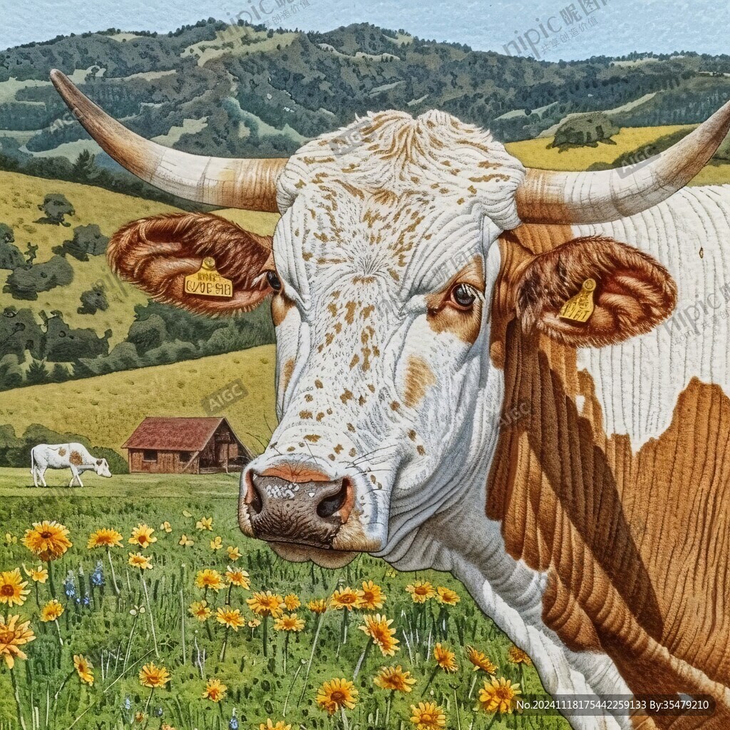 3d牛装饰画