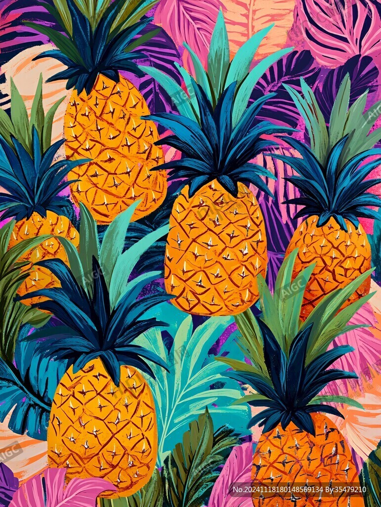 菠萝包装插画