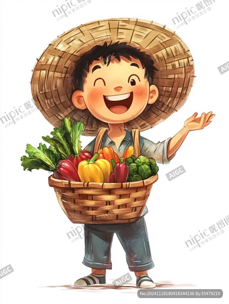 抱果篮的男孩
