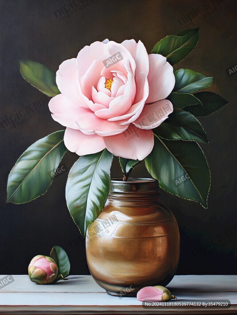 油画山茶花