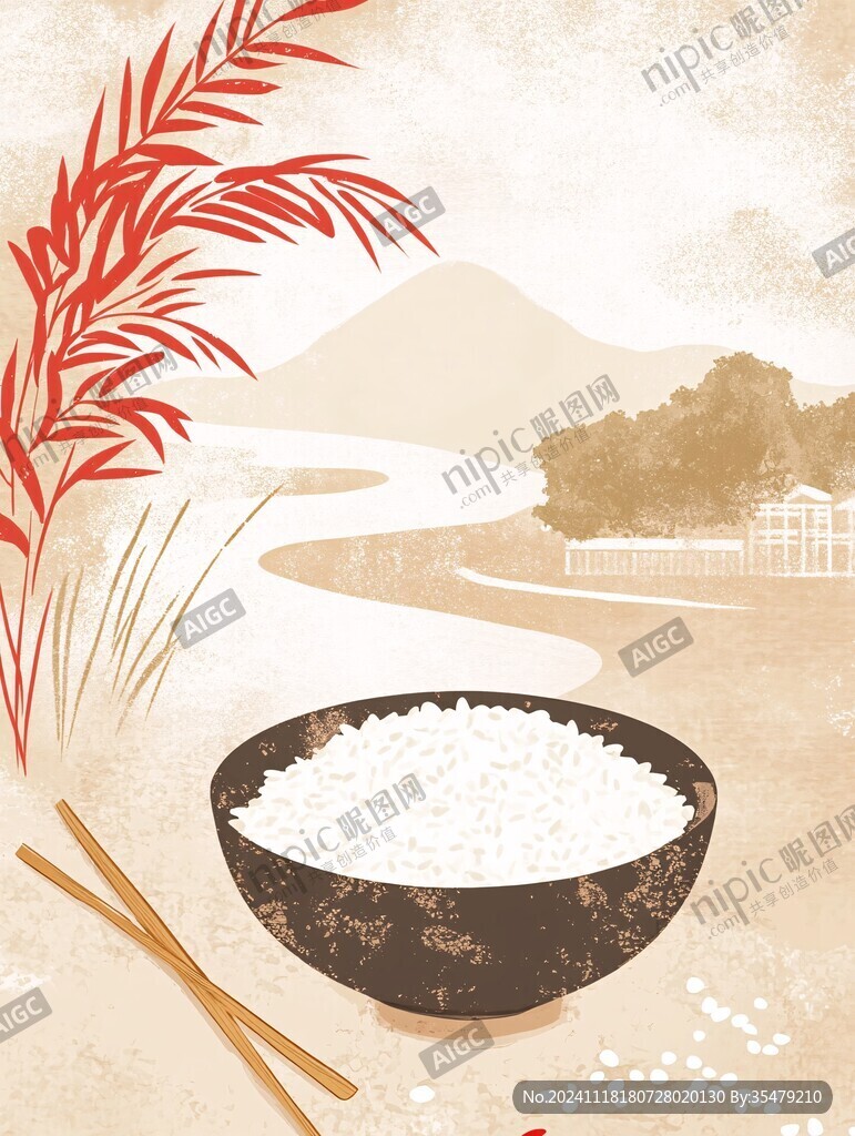 东北大米插画